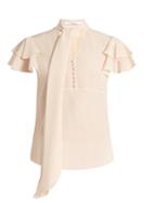 Givenchy Neck-tie Short-sleeved Silk Blouse