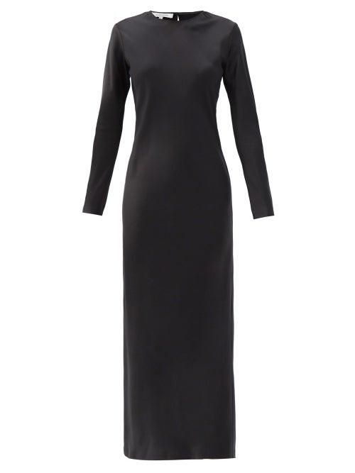 Matchesfashion.com La Collection - Jacqueline Long-sleeved Silk-satin Dress - Womens - Black