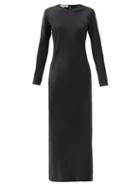 Matchesfashion.com La Collection - Jacqueline Long-sleeved Silk-satin Dress - Womens - Black