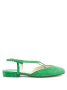 Ladies Shoes Salvatore Ferragamo - Oxalia Suede Slingback Flats - Womens - Green