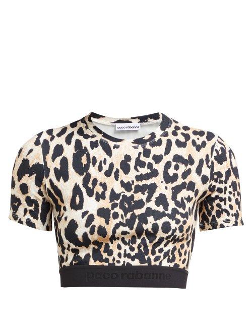 Matchesfashion.com Paco Rabanne - Leopard Print Stretch Jersey Crop Top - Womens - Leopard