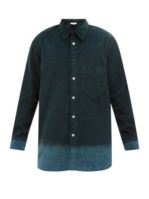 Nick Fouquet - Theirry Longline Ombr-corduroy Shirt - Mens - Green
