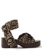 Brother Vellies - Balabou Batik-dyed Wooden Sandals - Womens - Black