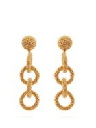 Matchesfashion.com Oscar De La Renta - Bead Embellished Drop Earrings - Womens - Gold