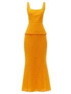 Matchesfashion.com Rebecca De Ravenel - Penelope Broderie Anglaise Cotton Maxi Dress - Womens - Orange