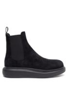Matchesfashion.com Alexander Mcqueen - Hybrid Exaggerated-sole Suede Chelsea Boots - Mens - Black