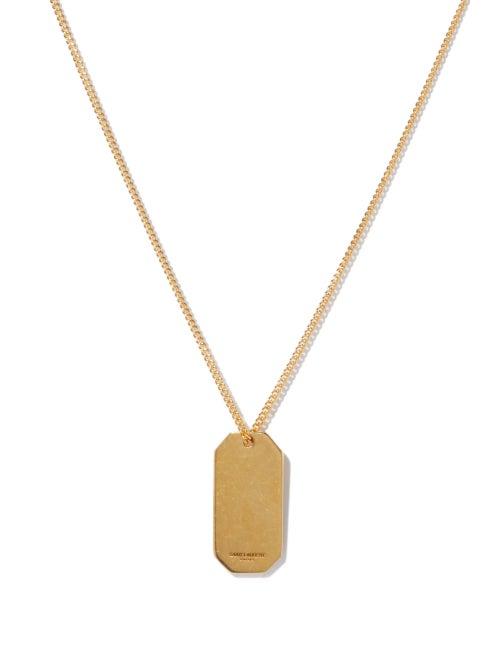 Saint Laurent - Id Tag Metal Necklace - Womens - Gold