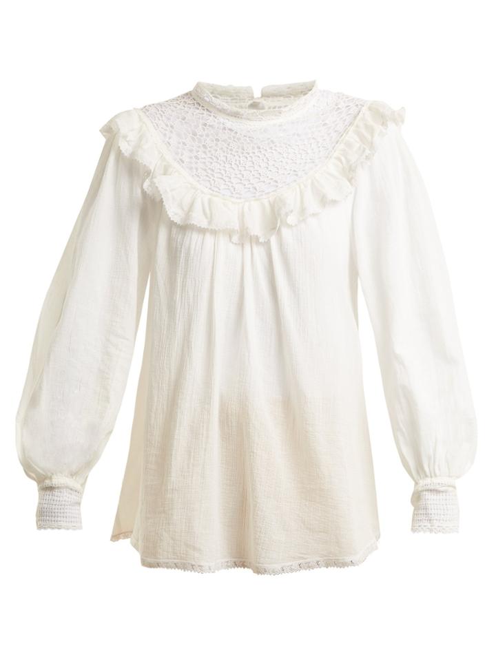 Zimmermann Melody Crochet-detailed Cotton Shirt