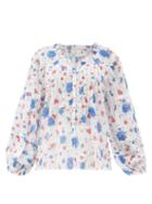 Matchesfashion.com Loveshackfancy - Levine Floral-print Cotton-voile Blouse - Womens - White Multi