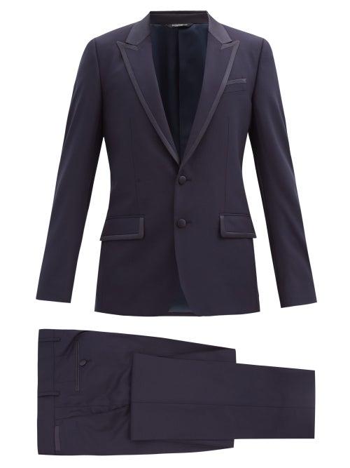 Matchesfashion.com Dolce & Gabbana - Two-piece Wool-blend Twill Tuxedo Suit - Mens - Navy