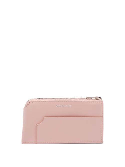 Acne Studios - Zipped Leather Cardholder - Womens - Light Pink