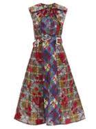 Matchesfashion.com Chopova Lowena - Belted Checked-taffeta A-line Midi Dress - Womens - Multi