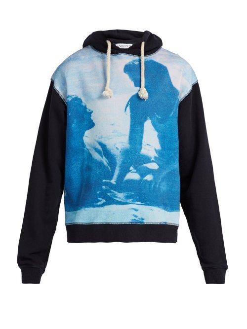 Matchesfashion.com Jw Anderson - Californian Lovers Graphic Print Hooded Sweatshirt - Mens - Navy