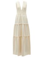 Matchesfashion.com Escvdo - Teresa Tiered Cotton Dress - Womens - Ivory