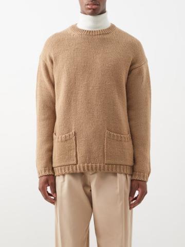 Auralee - Patch-pocket Wool Sweater - Mens - Brown