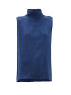 Matchesfashion.com Worme - High Neck Silk Blouse - Womens - Dark Blue