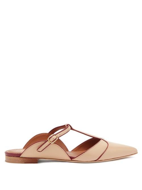 Matchesfashion.com Malone Souliers - Imogen T-bar Strap Point-toe Leather Mules - Womens - Nude