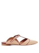 Matchesfashion.com Malone Souliers - Imogen T-bar Strap Point-toe Leather Mules - Womens - Nude
