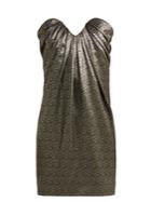 Saint Laurent Strapless Metallic Jacquard Mini Dress