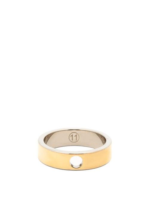 Matchesfashion.com Maison Margiela - Perforated Gold-plated & Sterling-silver Ring - Mens - Yellow Gold
