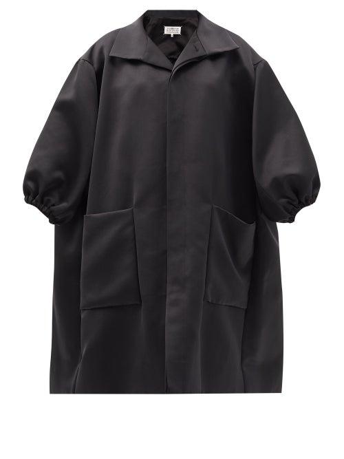Matchesfashion.com Maison Margiela - Puff-sleeved Satin Coat - Womens - Black