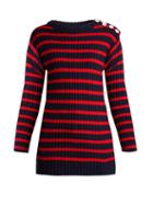 Matchesfashion.com La Fetiche - Godard Striped Lambswool Fisherman's Sweater - Womens - Navy Multi