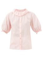 Loup Charmant - Lilo Puff-sleeve Swiss-dot Organic-cotton Blouse - Womens - Pink Multi