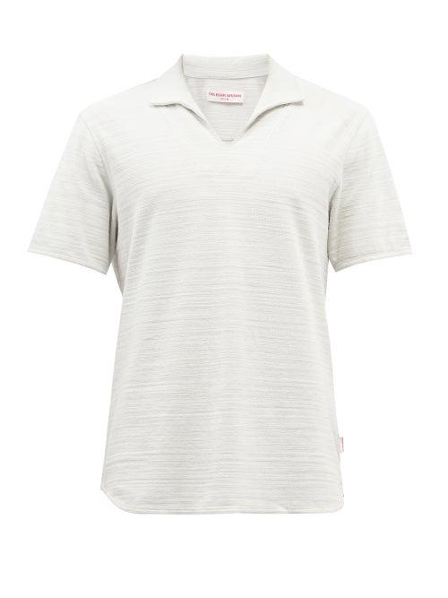 Orlebar Brown - Hugh Cotton-terry Polo Shirt - Mens - Light Grey