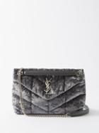 Saint Laurent - Puffer Small Crushed-velvet Shoulder Bag - Womens - Grey