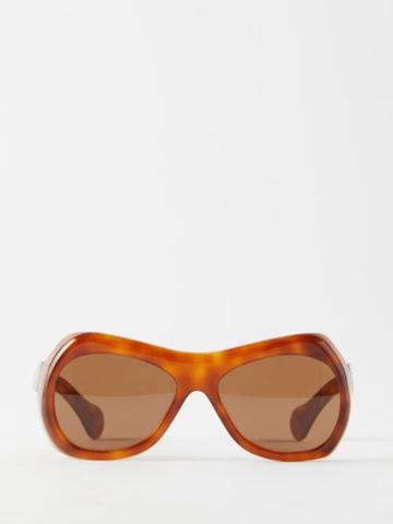 Port Tanger - Soledad Oversized Round Acetate Sunglasses - Womens - Brown Multi