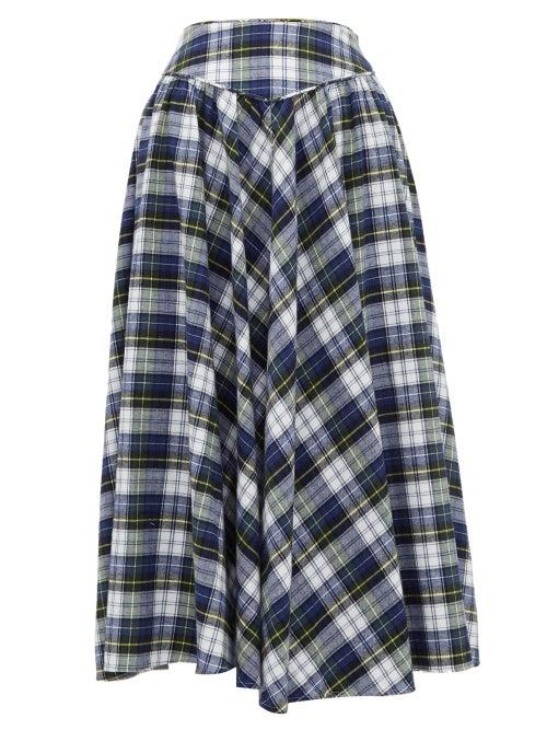 Matchesfashion.com Batsheva - Checked Cotton Skirt - Womens - Blue Multi