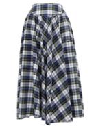 Matchesfashion.com Batsheva - Checked Cotton Skirt - Womens - Blue Multi