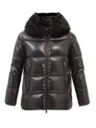 Moncler - Laiche Faux-fur Hooded Quilted Down Coat - Womens - Black