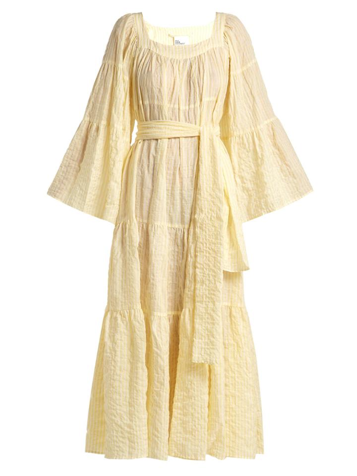 Lisa Marie Fernandez Striped Seersucker Maxi Dress