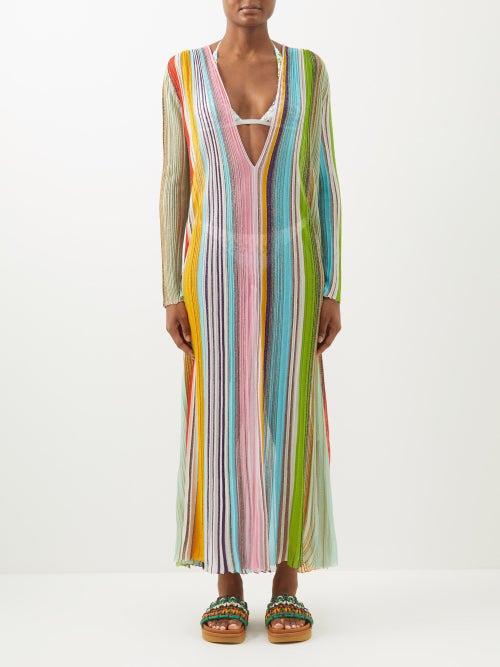 Missoni - Plunge-neck Striped Maxi Dress - Womens - Multi Stripe