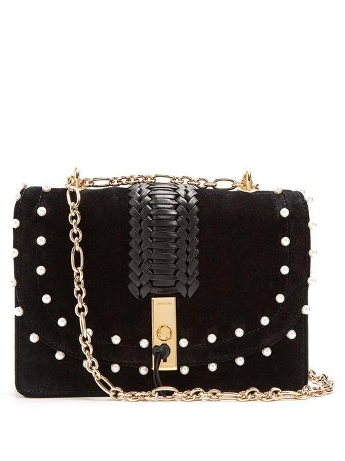 Matchesfashion.com Altuzarra - Ghianda Braided Leather Suede Shoulder Bag - Womens - Black White