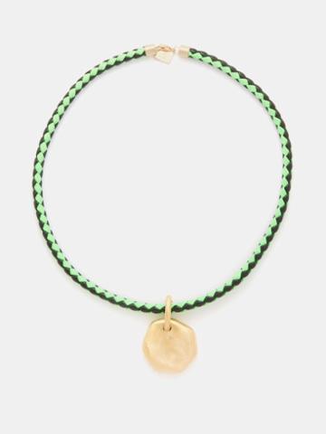Lauren Rubinski - Leather & 14kt Gold Necklace - Womens - Gold Multi