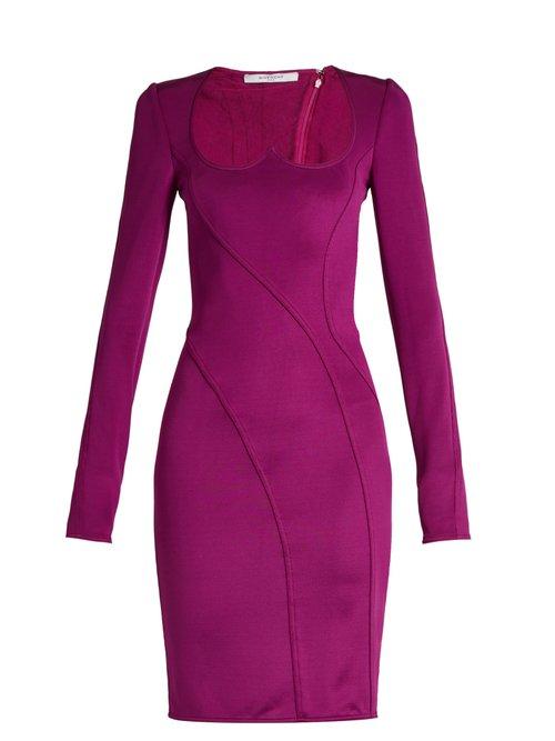 Matchesfashion.com Givenchy - Sweetheart Neckline Stretch Mini Dress - Womens - Purple