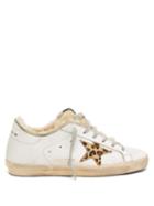 Matchesfashion.com Golden Goose - Superstar Shearling Trimmed Leather Trainers - Womens - White Multi