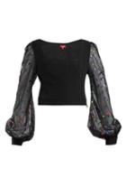 Matchesfashion.com Staud - Sway Polka Dot Print Crepe And Tulle Top - Womens - Black Multi
