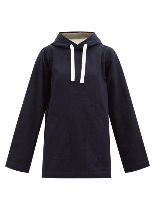 Jil Sander - Oversized Denim Hooded Sweatshirt - Womens - Dark Blue