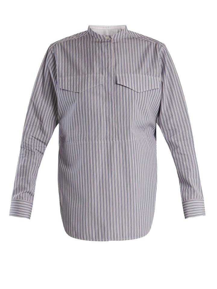 Calvin Klein 205w39nyc Striped Stand-collar Cotton Shirt