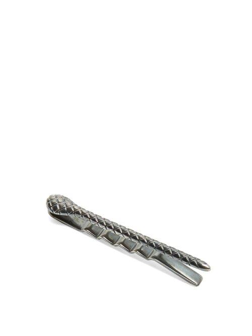 Matchesfashion.com Bottega Veneta - Intrecciato Engraved Tie Bar - Mens - Silver
