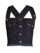 House Of Holland X Lee Cross-back Denim Cropped Top