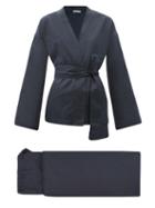 Ladies Lingerie General Sleep - Wrap Organic-cotton Blend Pyjamas - Womens - Navy