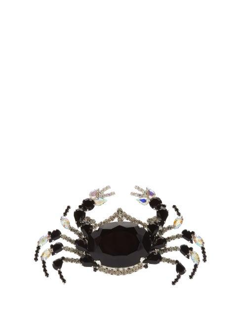Matchesfashion.com Art School - Crab Crystal-embellished Silver Brooch - Womens - Black