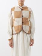 Cawley Studio - Imagen Patchwork Suede-shearling Gilet - Womens - Brown White