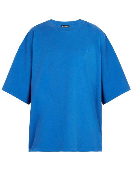 Matchesfashion.com Balenciaga - Printed Cotton T Shirt - Mens - Blue