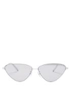 Matchesfashion.com Balenciaga - Invisible Logo Cat Eye Metal Sunglasses - Mens - Silver