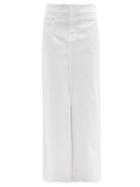 Ladies Rtw Frame - High-rise Front-slit Denim Maxi Skirt - Womens - White